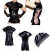 Mens Mesh Lingerie Bodysuits Sexy Catsuit Latex Stretch PVC Jumpsuit M6016