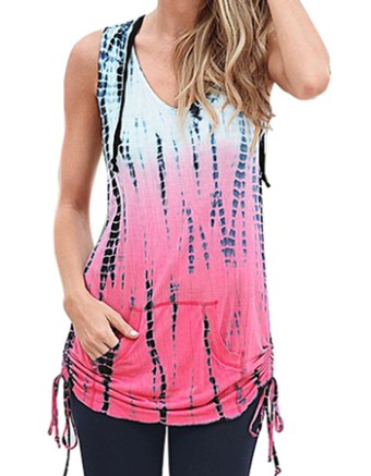 New colorful  Slim hooded sleeveless T-shirt M88044