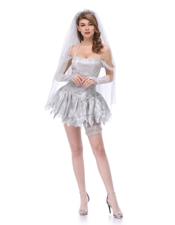 Halloween Cosplay White Bride Wedding Dress M40531