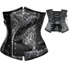 Vintage PU Leather Underbust Patchwork Steel Corset m1396