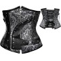 Vintage PU Leather Underbust Patchwork Steel Corset m1396