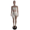 Sexy Tube Top Trendy Crop Top And Pants Solid Two Piece Set Short Set M050