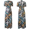 Casual Short Sleeve Long Boho Floral Print Maxi Dress M8410