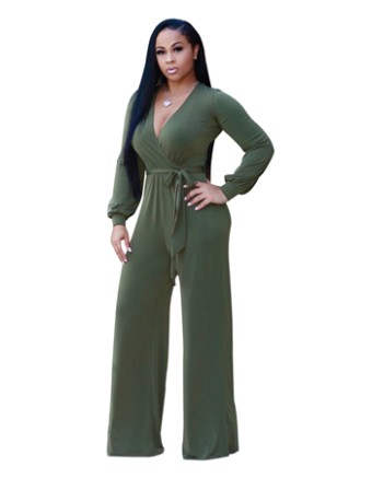 Women V-neck Jumpsuit M8186