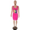 Lips Printed T-Shirt Basic Vest Dress m8441