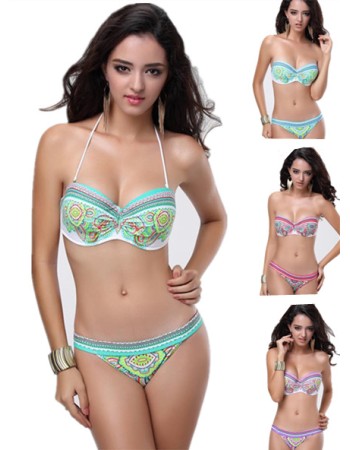 Sexy Charming Paisley Bandeau Bikini M5251