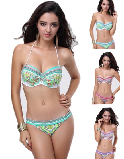 Sexy Charming Paisley Bandeau Bikini M5251