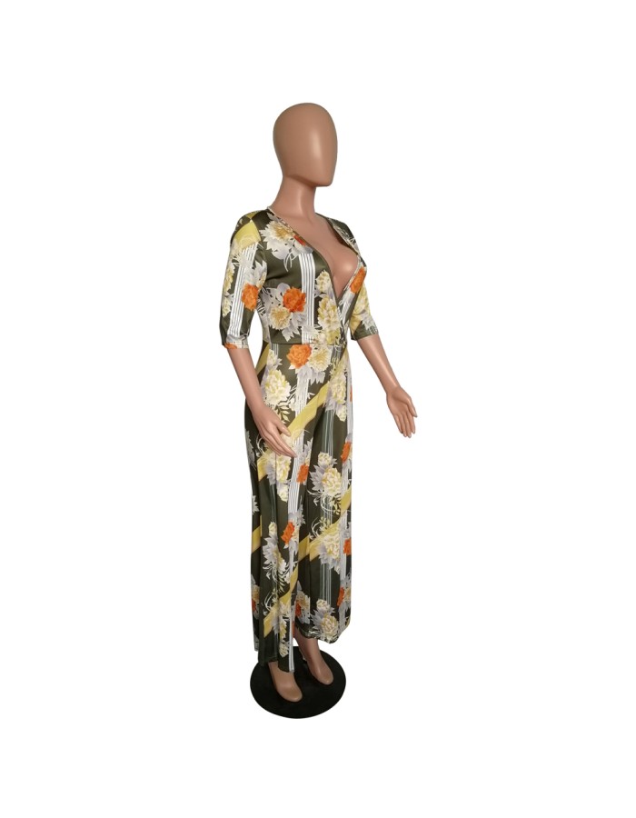 Women Half sleeves Flower Print Jumpsuit M8309