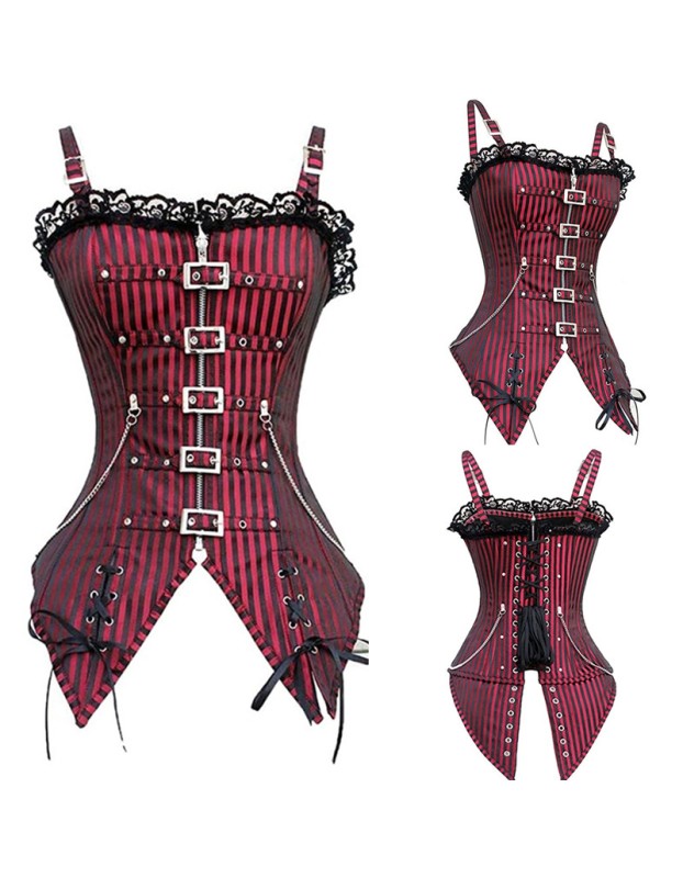 Black and Red Shoulder Straps Corset m1415