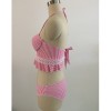 Sexy Pink Striped Lace Two Piece Swimwear Set m11856
