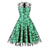 Women Gauze Embroidery Waist Sleeveless Lolita Court Swing Midlength Dress 5122