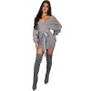 Autumn Winter Off Shoulder Knitted Sweater Dress M8273