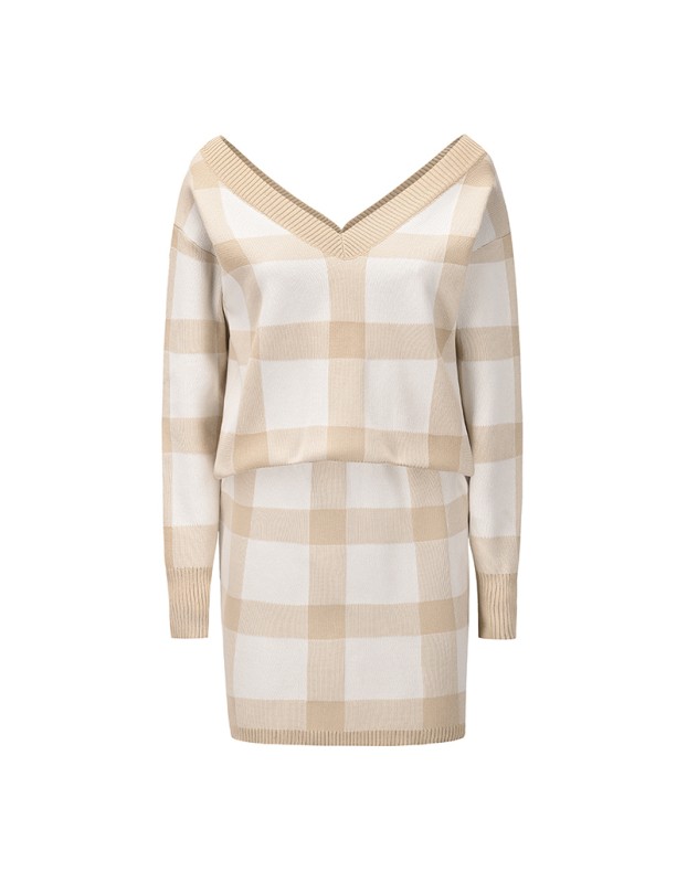 Sexy Sweater Long Sleeve Sweater Knitting Short Two Piece Skirt Set LQ164
