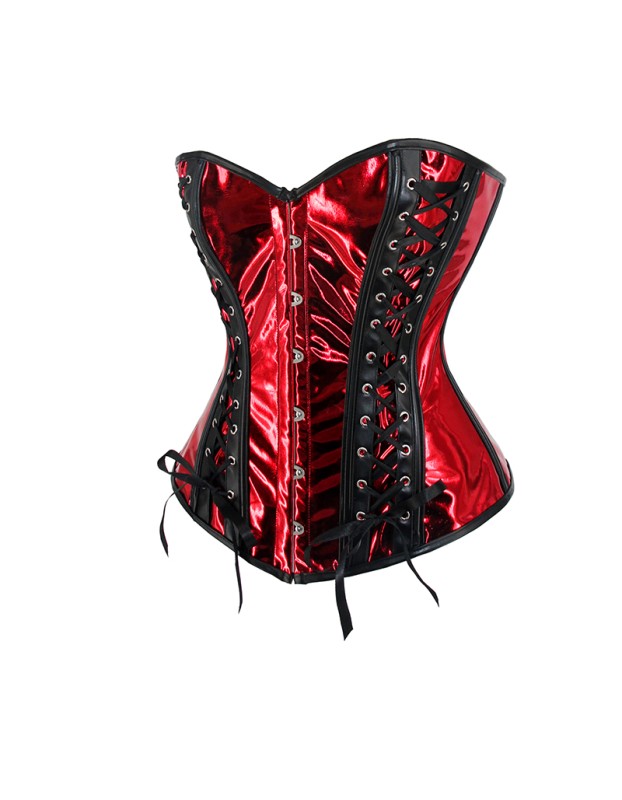 Sexy Women Bright Metallic Leather Front Lace-up Steampunk Corsets WK2304a