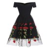 White And Black Mesh Sexy Transparent Rose Elegant Women Evening Print Dresses CD1609