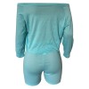 Solid Cotton T Shirts And Shorts Women Two Piece Set M9163