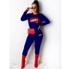 Fashion red lips 2 piece set women casual suit M8511