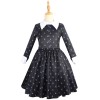 Children Long-Sleeved Adams Family Cosplay Girl's Lapel Mid-Length Dress YZF411