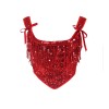2023 Court Sexy Women Red Fringe Corset Little Sequin Vest Lacing Bustier WK2311