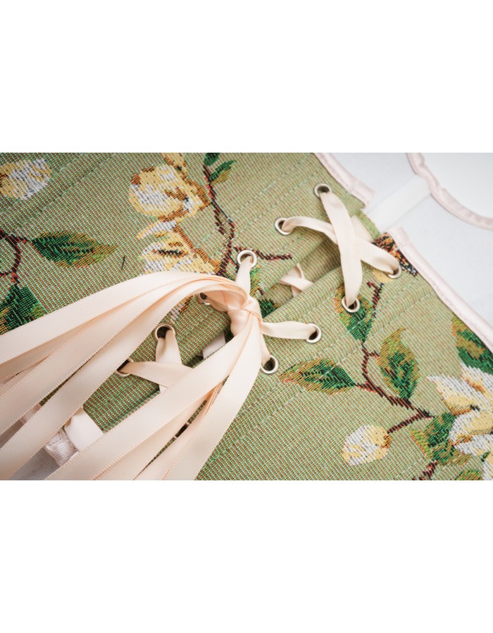 Green Vintage Floral Halter Corset Vest Cropped Tops 22053