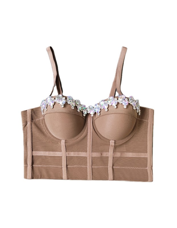 Shapewear Corset Crop Sexy Spice Girls Dance Erase Chest Color Drill Corset KN8029