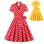 XL-4XL Vintage Polka Dot V-Neck Pin Up Rockabilly Dress 1207A