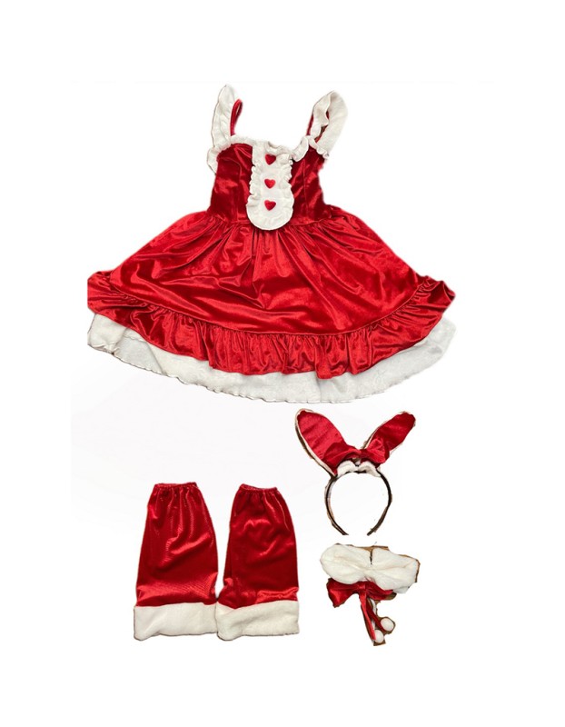Christmas Performance Role Playing Costumes Pure Red Rabbit Skirt Suit SM7703