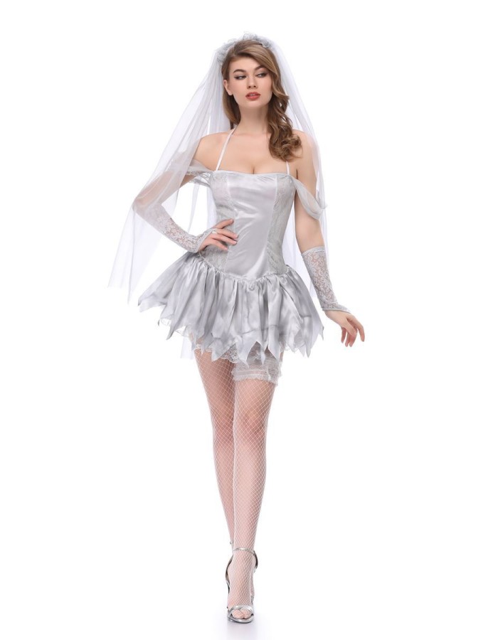 Halloween Cosplay White Bride Wedding Dress M40531