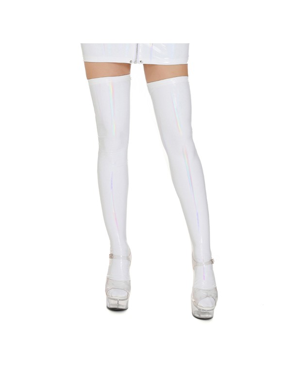 Sex Underwear Shiny Patent Thigh Leather Adult Women Black Socks XX6915