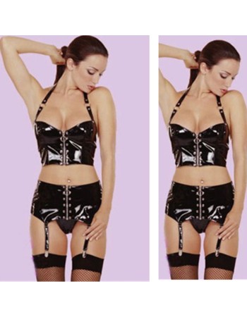 Sexy faux leather outfit 2 pieces set M7018