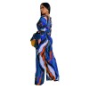 Fashion Sexy V-neck Long Sleeved Printed Wide Leg Jumpsuit For Women YM8631