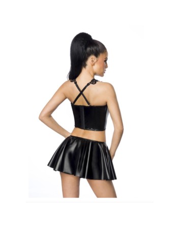 Mesh Lingerie Sexy Crop Top Women PU Casual Leather Skirts 20215