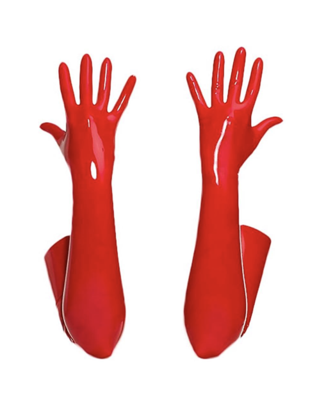 Wholesale Long Mittens Women PVC Black Red Leather Gloves M6825