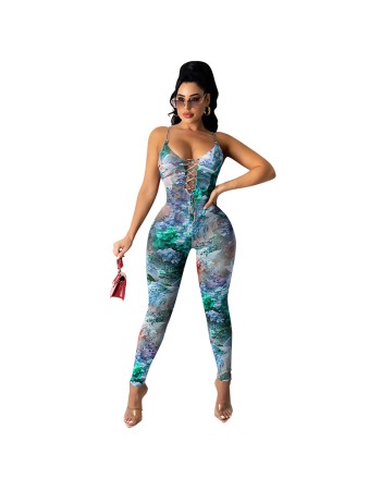 sleeveless bodycon halter top romper jumpsuit M30126