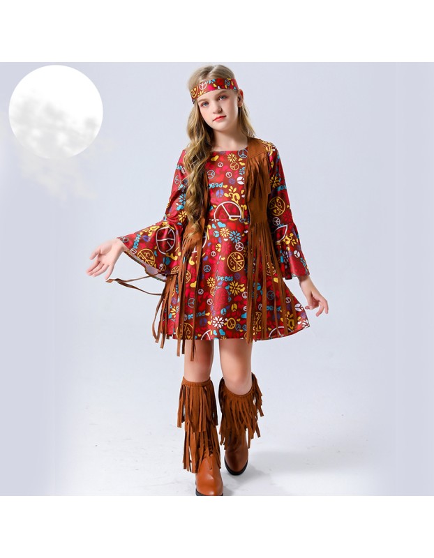 Halloween Carnival Children's Concert Hippie Rock Girl Costumes YM5607