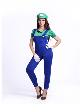 Funy Cosplay Costume Super Mario Luigi Brothers Plumber Fancy Dress Up Party Costume M40256