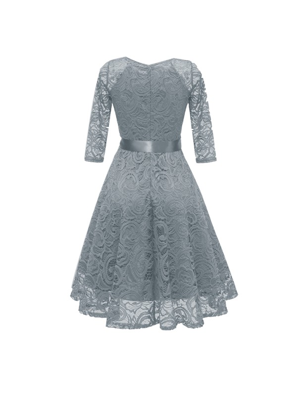 Ladies Casual Long-Sleeve Wedding Guest V-Collar Lace Girl Dress CD1592-1