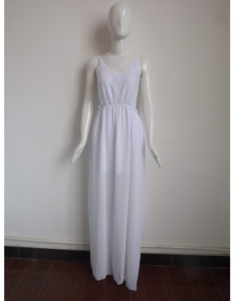White Sleeveless Design Top Evening Dress M2310