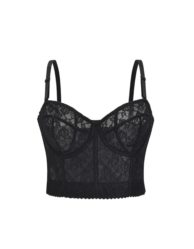 Sexy Black Transparent Bra Lace Push Up Corset Crop Tops M21971
