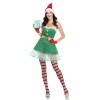 Sexy Off Shoulder Santa Claus Green Sequin Elf Xmas Costume M21945