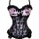 pink fabric black pleated lace corset m1883f