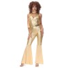Women Gold Retro Hippie Costume Disco Dance Club Cosplay Costume MS5038