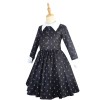 Children Long-Sleeved Adams Family Cosplay Girl's Lapel Mid-Length Dress YZF411