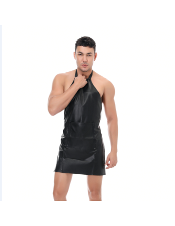 Men Sexy Leather Apron Sling Open Crotch Skirt Nightclub Stage Dress Costume N978