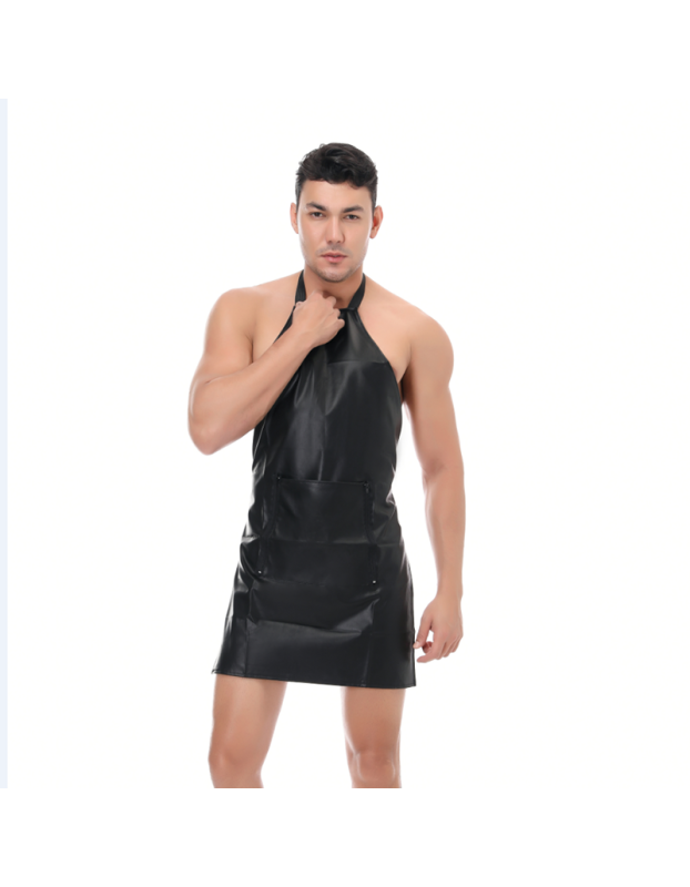 Men Sexy Leather Apron Sling Open Crotch Skirt Nightclub Stage Dress Costume N978