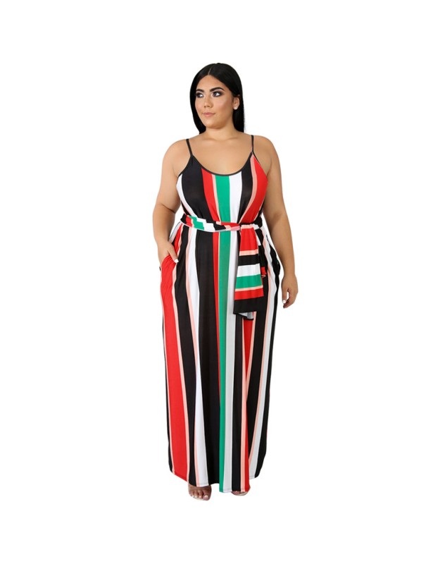 Women v neck spaghetti strap loose beach casual long maxi dress M9034
