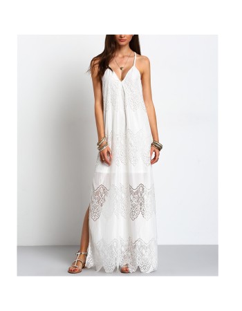 Long Beach White Lace Sexy Dress M30384
