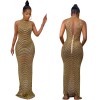 See Through Women Sexy Backless Hot Diamond Elegant Party Dress X5259