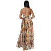 European And American Fashion Women's Print Halter Long Dress 9400