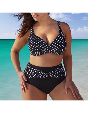 Women Sexy Polka Dot Two Piece Swimsuit Plus Size HF42